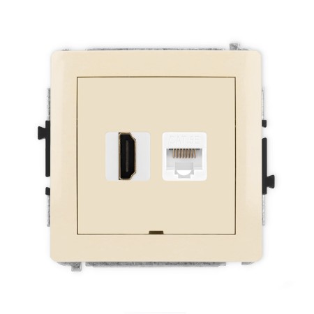Karlik Deco Beżowy Mechanizm Gniazda Pojedynczego Hdmi 2.0 + Gniazda Komp. Poj. 1Xrj45, Kat. 5E, 8-Stykowy, Bez Pola Opisowego 1Dghkbo