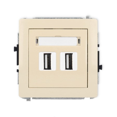 Karlik Deco Beżowy Mechanizm Gniazda Podwójnego 2Xusb A-A 2.0 1Dgusb-2