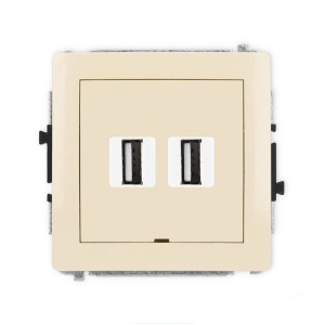 Karlik Deco Beżowy Mechanizm Gniazda Podwójnego 2Xusb A-A 2.0, Bez Pola Opisowego 1Dgusbbo-2