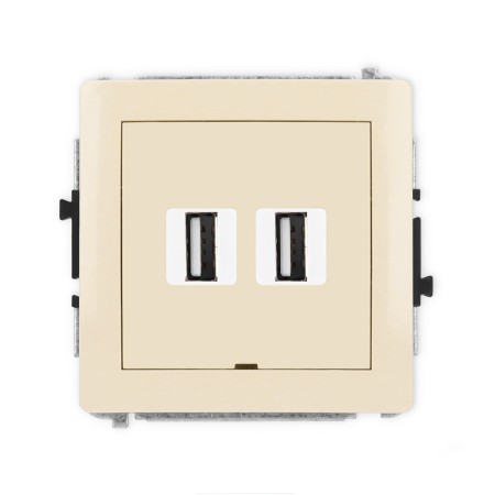 Karlik Deco Beżowy Mechanizm Gniazda Podwójnego 2Xusb A-A 2.0, Bez Pola Opisowego 1Dgusbbo-2