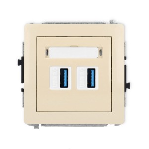 Karlik Deco Beżowy Mechanizm Gniazda Podwójnego 2Xusb A-A 3.0 1Dgusb-6