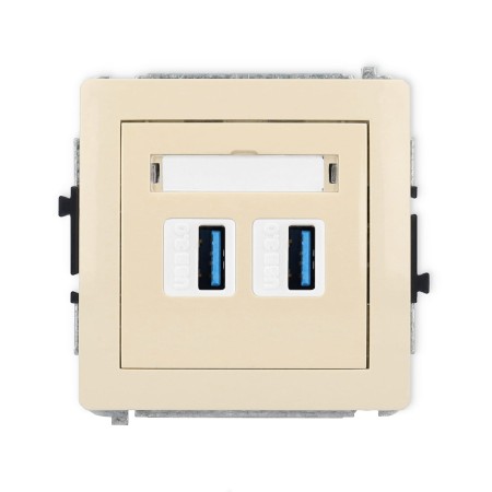 Karlik Deco Beżowy Mechanizm Gniazda Podwójnego 2Xusb A-A 3.0 1Dgusb-6