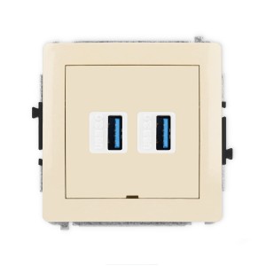 Karlik Deco Beżowy Mechanizm Gniazda Podwójnego 2Xusb A-A 3.0, Bez Pola Opisowego 1Dgusbbo-6