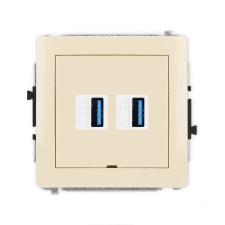 Karlik Deco Beżowy Mechanizm Gniazda Podwójnego 2Xusb A-A 3.0, Bez Pola Opisowego 1Dgusbbo-6