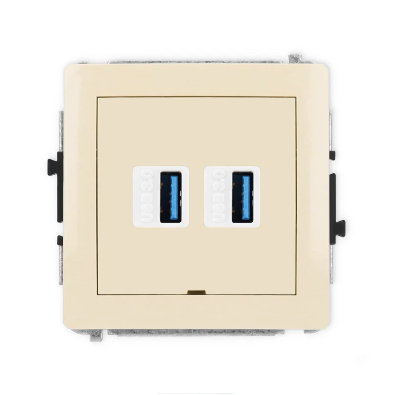 Karlik Deco Beżowy Mechanizm Gniazda Podwójnego 2Xusb A-A 3.0, Bez Pola Opisowego 1Dgusbbo-6