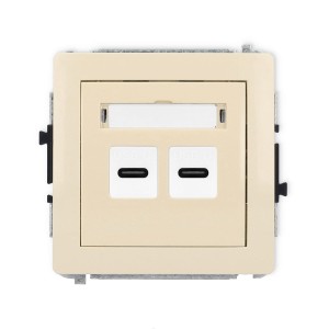 Karlik Deco Beżowy Mechanizm Gniazda Podwójnego 2Xusb C-C 1Dgusb-8