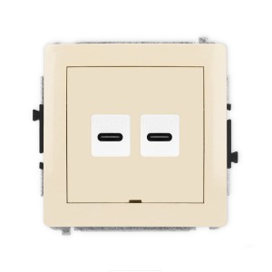 Karlik Deco Beżowy Mechanizm Gniazda Podwójnego 2Xusb C-C, Bez Pola Opisowego 1Dgusbbo-8