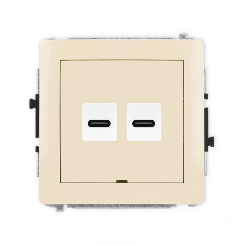 Karlik Deco Beżowy Mechanizm Gniazda Podwójnego 2Xusb C-C, Bez Pola Opisowego 1Dgusbbo-8