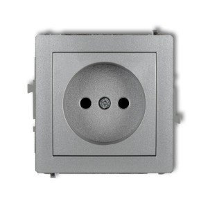 Karlik Deco Srebrny Metalik Mechanizm Gniazda Pojedynczego Bez Uziemienia 2P (Przesłony Torów Prądowych) 7Dgp-1P