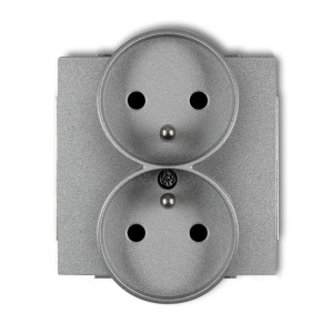 Karlik Deco Srebrny Metalik Mechanizm Gniazda Podwójnego Do Ramki Deco Soft Z Uziemieniem 2X(2P+Z) (Przesłony Torów Prądowych) 7Dgprso-2Zp