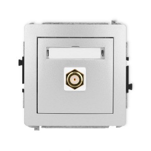 Karlik Deco Srebrny Metalik Mechanizm Gniazda Antenowego Pojedynczego Typu F (Sat) Pozłacany 7Dgf-1.1