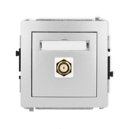 Karlik Deco Srebrny Metalik Mechanizm Gniazda Antenowego Pojedynczego Typu F (Sat) Pozłacany 7Dgf-1.1