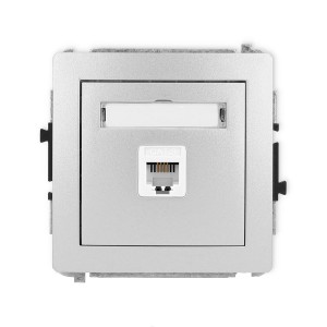 Karlik Deco Srebrny Metalik Mechanizm Gniazda Telefonicznego Pojedynczego 1Xrj11, 4-Stykowy, Beznarzędziowe 7Dgt-1