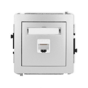 Karlik Deco Srebrny Metalik Mechanizm Gniazda Komputerowego Pojedynczego 1Xrj45, Kat. 6, 8-Stykowy 7Dgk-3