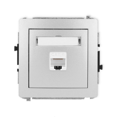 Karlik Deco Srebrny Metalik Mechanizm Gniazda Komputerowego Pojedynczego 1Xrj45, Kat. 6, 8-Stykowy 7Dgk-3