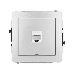 Karlik Deco Srebrny Metalik Mechanizm Gniazda Komputerowego Pojedynczego 1Xrj45, Kat. 6, 8-Stykowy, Bez Pola Opisowego 7Dgkbo-3