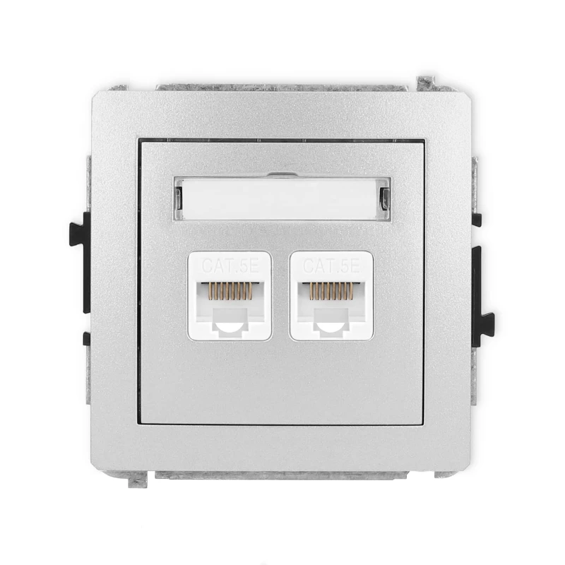 Karlik Deco Srebrny Metalik Mechanizm Gniazda Komputerowego Podwójnego 2Xrj45, Kat. 5E, 8-Stykowy 7Dgk-2