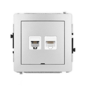 Karlik Deco Srebrny Metalik Mechanizm Gniazda Telefonicznego Pojedynczego 1Xrj11 + Komputerowego Pojedynczego 1Xrj45, Kat. 5E, 8-Stykowy, Beznarzędziowe, Bez Pola Opisowego 7Dgtkbo