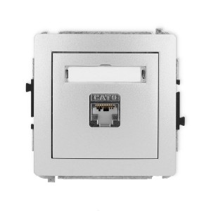 Karlik Deco Srebrny Metalik Mechanizm Gniazda Komputerowego Pojedynczego 1Xrj45, Kat. 6, Ekranowany, 8-Stykowy 7Dgk-5