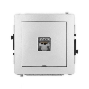 Karlik Deco Srebrny Metalik Mechanizm Gniazda Komputerowego Pojedynczego 1Xrj45, Kat. 6, Ekranowany, 8-Stykowy, Bez Pola Opisowego 7Dgkbo-5