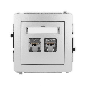 Karlik Deco Srebrny Metalik Mechanizm Gniazda Komputerowego Podwójnego 2Xrj45, Kat. 6, Ekranowany, 8-Stykowy 7Dgk-6