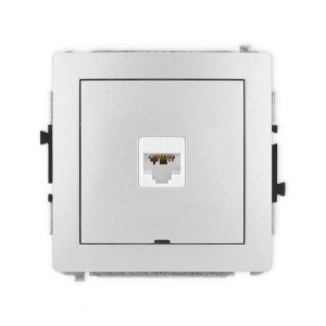 Karlik Deco Srebrny Metalik Mechanizm Gniazda Komputerowego Pojedynczego 1Xrj45, Kat. 6A, 8-Stykowy, Bez Pola Opisowego 7Dgkbo-7