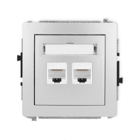 Karlik Deco Srebrny Metalik Mechanizm Gniazda Komputerowego Podwójnego 2Xrj45, Kat. 6A, 8-Stykowy 7Dgk-8