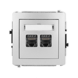 Karlik Deco Srebrny Metalik Mechanizm Gniazda Komputerowego Podwójnego 2Xrj45, Kat. 7, Ekranowany, 8-Stykowy 7Dgk-10