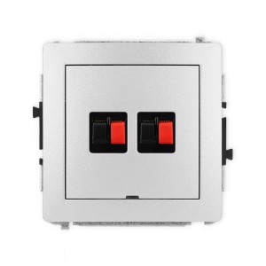 Karlik Deco Srebrny Metalik Mechanizm Gniazda Głośnikowego Podwójnego, Bez Pola Opisowego 7Dggbo-2
