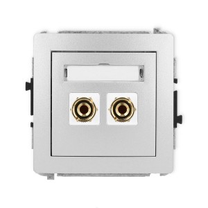 Karlik Deco Srebrny Metalik Mechanizm Gniazda Głośnikowego Pojedynczego (Typu Banan - Czerwony I Czarny, Pozłacany, 4 Mm2, Do Lutowania) 7Dgg-3