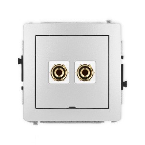 Karlik Deco Srebrny Metalik Mechanizm Gniazda Głośnikowego Pojedynczego, Bez Pola Opisowego (Typu Banan - Czerwony I Czarny, Pozłacany, 4 Mm2, Do Lutowania) 7Dggbo-3