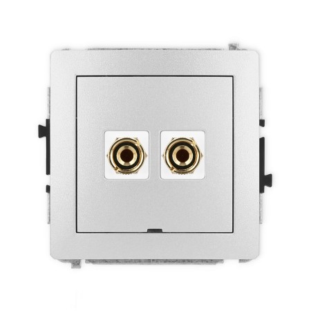 Karlik Deco Srebrny Metalik Mechanizm Gniazda Głośnikowego Pojedynczego, Bez Pola Opisowego (Typu Banan - Czerwony I Czarny, Pozłacany, 4 Mm2, Do Lutowania) 7Dggbo-3