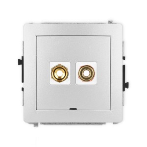 Karlik Deco Srebrny Metalik Mechanizm Gniazda Głośnikowego Pojedynczego, Bez Pola Opisowego (Typu Banan - Czerwony I Czarny, Pozłacany, 4 Mm2, Skręcany) 7Dggbo-4