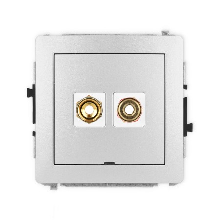 Karlik Deco Srebrny Metalik Mechanizm Gniazda Głośnikowego Pojedynczego, Bez Pola Opisowego (Typu Banan - Czerwony I Czarny, Pozłacany, 4 Mm2, Skręcany) 7Dggbo-4