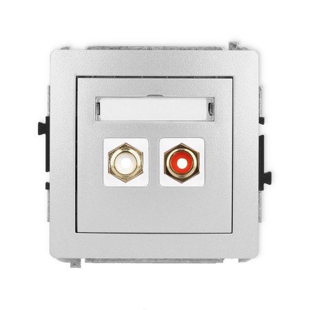 Karlik Deco Srebrny Metalik Mechanizm Gniazda Podwójnego Rca (Typu Cinch - Biały I Czerwony, Pozłacany) 7Dgrca-2