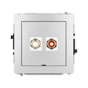Karlik Deco Srebrny Metalik Mechanizm Gniazda Podwójnego Rca, Bez Pola Opisowego (Typu Cinch - Biały I Czerwony, Pozłacany) 7Dgrcabo-2