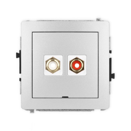 Karlik Deco Srebrny Metalik Mechanizm Gniazda Podwójnego Rca, Bez Pola Opisowego (Typu Cinch - Biały I Czerwony, Pozłacany) 7Dgrcabo-2