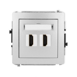 Karlik Deco Srebrny Metalik Mechanizm Gniazda Podwójnego Hdmi 2.0 7Dhdmi-4