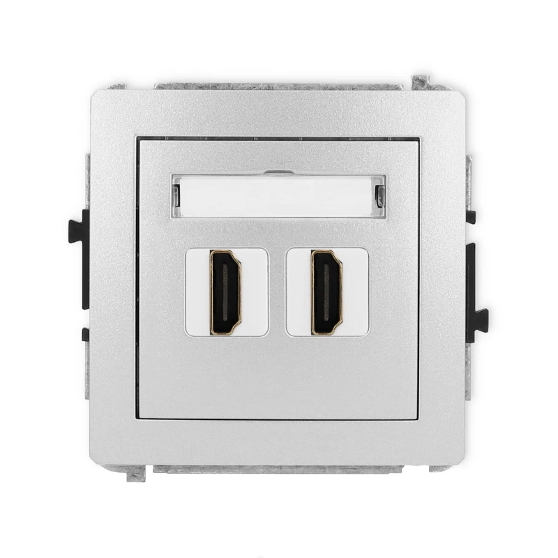Karlik Deco Srebrny Metalik Mechanizm Gniazda Podwójnego Hdmi 2.0 7Dhdmi-4