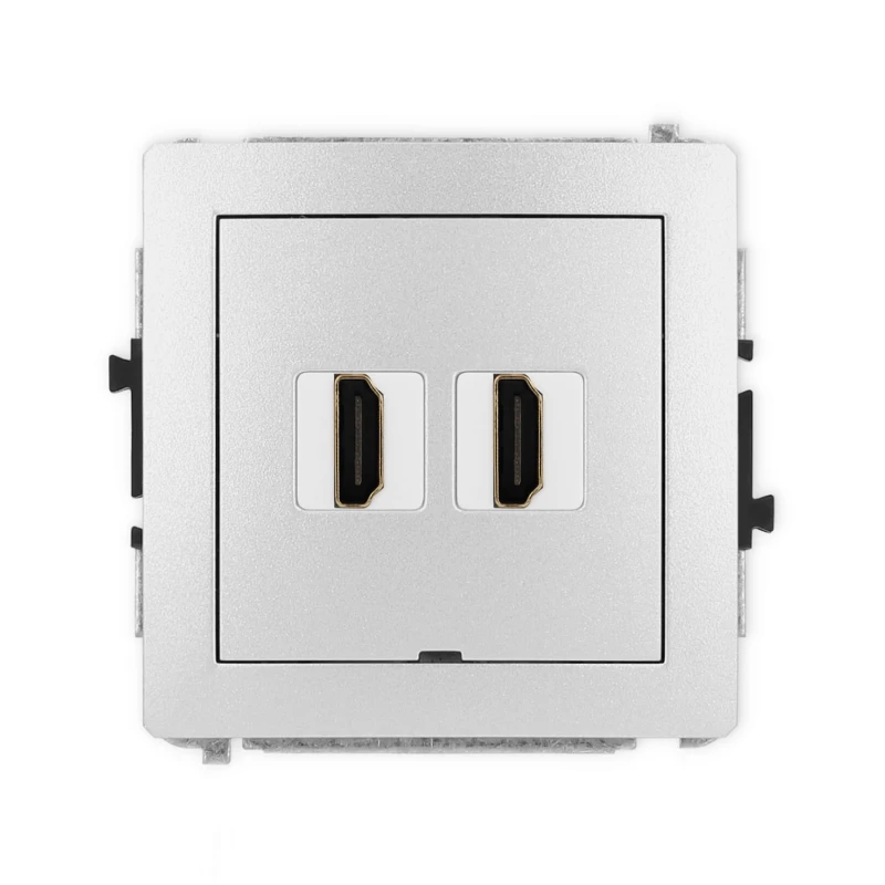 Karlik Deco Srebrny Metalik Mechanizm Gniazda Podwójnego Hdmi 2.0, Bez Pola Opisowego 7Dhdmibo-4
