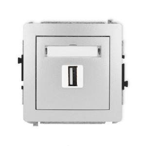 Karlik Deco Srebrny Metalik Mechanizm Gniazda Pojedynczego Usb A-A 2.0 7Dgusb-1