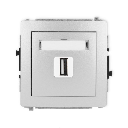 Karlik Deco Srebrny Metalik Mechanizm Gniazda Pojedynczego Usb A-A 2.0 7Dgusb-1