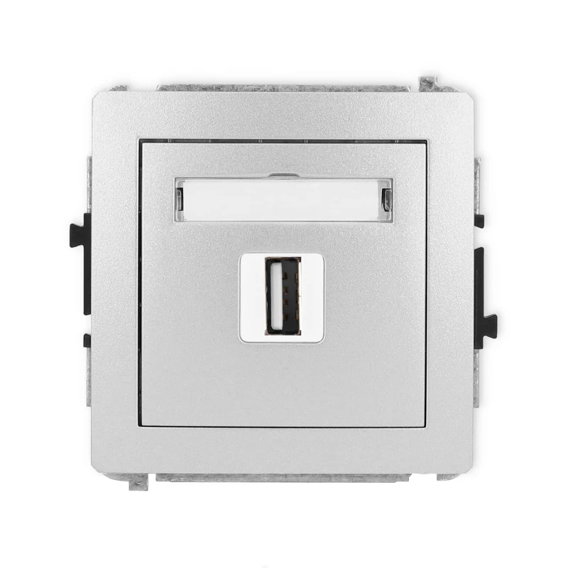 Karlik Deco Srebrny Metalik Mechanizm Gniazda Pojedynczego Usb A-A 2.0 7Dgusb-1