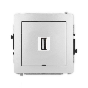 Karlik Deco Srebrny Metalik Mechanizm Gniazda Pojedynczego Usb A-A 2.0, Bez Pola Opisowego 7Dgusbbo-1