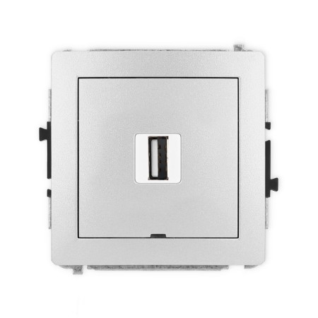 Karlik Deco Srebrny Metalik Mechanizm Gniazda Pojedynczego Usb A-A 2.0, Bez Pola Opisowego 7Dgusbbo-1