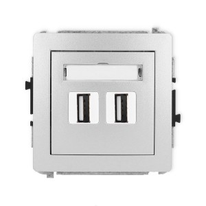 Karlik Deco Srebrny Metalik Mechanizm Gniazda Podwójnego 2Xusb A-A 2.0 7Dgusb-2