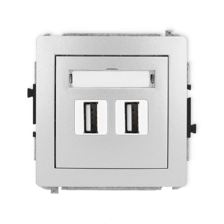 Karlik Deco Srebrny Metalik Mechanizm Gniazda Podwójnego 2Xusb A-A 2.0 7Dgusb-2