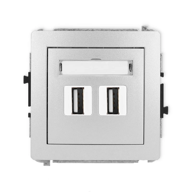 Karlik Deco Srebrny Metalik Mechanizm Gniazda Podwójnego 2Xusb A-A 2.0 7Dgusb-2
