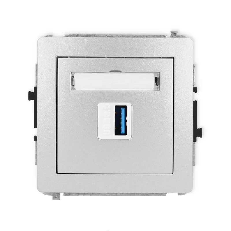 Karlik Deco Srebrny Metalik Mechanizm Gniazda Pojedynczego Usb A-A 3.0 7Dgusb-5