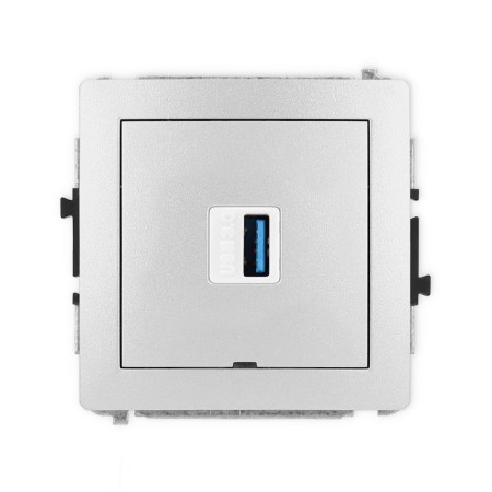 Karlik Deco Srebrny Metalik Mechanizm Gniazda Pojedynczego Usb A-A 3.0, Bez Pola Opisowego 7Dgusbbo-5